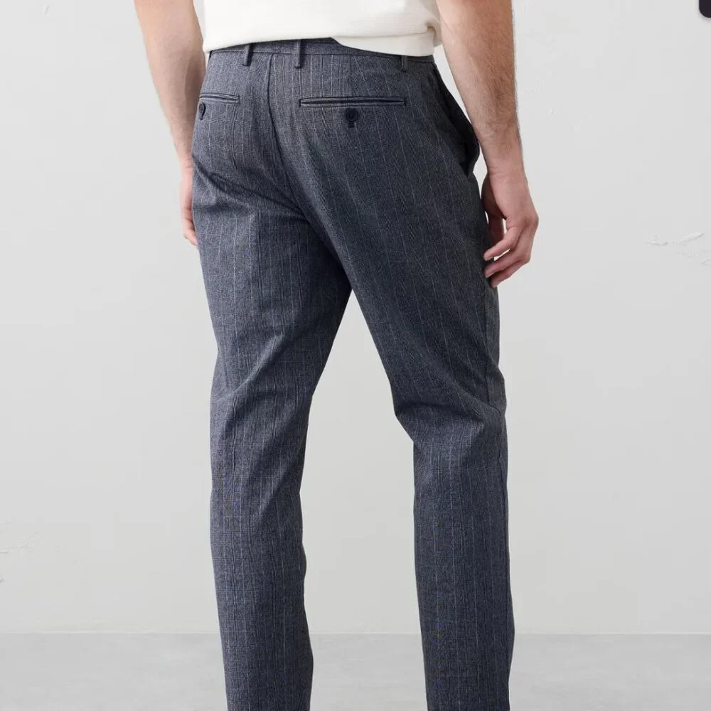 Banana Republic Factory Grayson Slim Tapered Pant, Glen Blue, 32x30 EUC